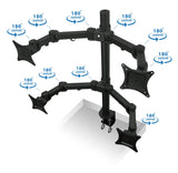 Monitor Desk Mount - Black - Articulating/Full-Motion Desktop Mount for Four Mon