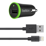 Belkin F8J078bt04-BLK Car Charger with Lightning 8-Pin Connector to USB Cable 2.1-Amp-Retail Packaging-Black