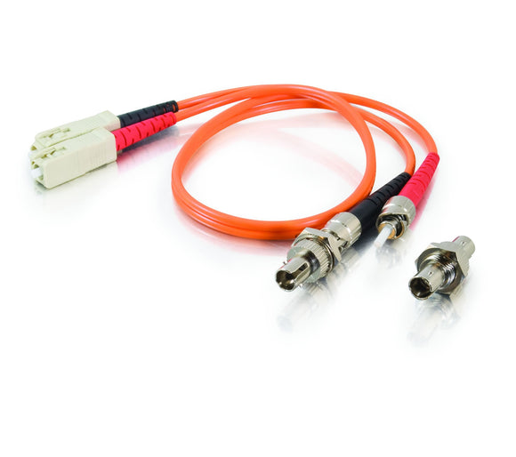 C2G 17602 Multimode ST Female to SC Male Fiber Optic Adapter Cable, TAA Compliant, Orange (1 Foot, 0.30 Meters) (Made in the USA)