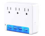 CyberPower P3WUN Blue Night Light Power Wall Tap, 3 Outlets, 4 USB Charge Ports, Automatic Night Light