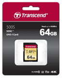 Transcend TS64GSDC500S 64GB UHS-I U3 SD Memory Card MLC