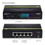 TRENDnet 5-Port Gigabit PoE+ Switch, 31 W PoE Budget, 10 Gbps Switching Capacity, Plug & Play, Ethernet Network Switch, Data & Power through Ethernet to PoE Access Points and IP Cameras, Full & Half Duplex, TPE-TG50g