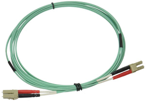 C2G 36517 OM3 Fiber Optic Cable - LC-LC 10Gb 50/125 Duplex Multimode Fiber Cable, Low Smoke Zero Halogen (LSZH) PVC Jacket, Aqua (9.8 Feet, 3 Meters)