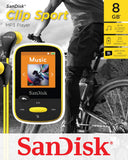 SanDisk Clip Sport 8GB MP3 Player, Yellow with LCD Screen and MicroSDHC Card Slot- SDMX24-008G-G46Y