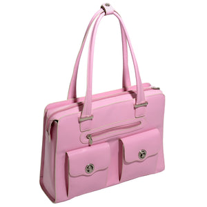 McKlein 96629 USA Verona 15" Leather Fly-Through Checkpoint-Friendly Ladies' Laptop Briefcase Pink