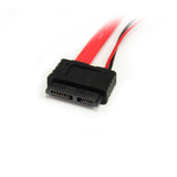 StarTech.com 36in Slimline SATA to SATA with LP4 Power Cable Adapter - SATA cable - Serial ATA 150/300/600 - Slimline SATA (F) to SATA, 4 pin internal power (12V) - 3 ft - red - SLSATAF36