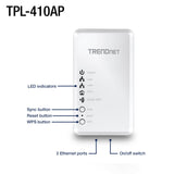 TRENDnet Powerline 500 AV Access Point WiFi Everywhere Wireless N300 Access Point, 500 AV Powerline and Wireless N 300, TPL-410AP