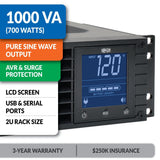 TRIPP LITE 1000VA 700W Ups Smart LCD SMC1000 2U RM Pure Sine Wave AVR USB