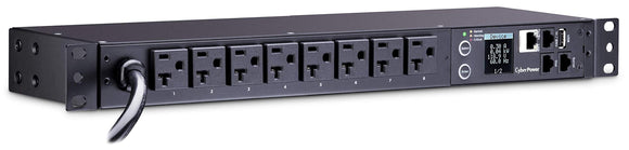 CyberPower PDU31002 Monitored PDU, 120V/20A, 8 Outlets, 1U Rackmount, Black