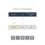 STARTECH USB C to DisplayPort Adapter, with Power Delivery (USB PD), Power Pass Through Charging, 4K 60Hz, USB-C to DisplayPort