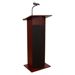 Oklahoma Sound 111PLS-MY Power Plus Floor Sound Lectern, 22-Inch Width x 46-Inch Height x 17-Inch Depth, Mahogany