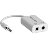 StarTech.com White Slim Mini Jack Headphone Splitter Cable Adapter - 3.5mm Audio Mini Stereo Y Splitter - 3.5mm Male to 2X 3.5mm Female (MUY1MFFADPW)