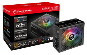 Thermaltake Smart BX1 RGB 80+ Bronze 750W SLI/Crossfire Haswell Ready Continuous Power ATX12V v2.31 / EPS 12V Non-Modular Power Supply 5 Year Warranty PS-SPR-0750NHFABU-1