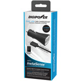 DIGIPOWER Instasense 2.4 Amp Dual Port Usb Car Charger Retail Packaging