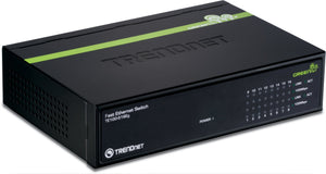 TRENDnet 16-Port Unmanaged 10/100 Mbps GREENnet Ethernet Desktop Metal Housing Switch, TE100-S16EG