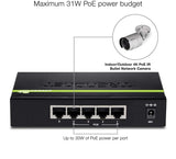 TRENDnet 5-Port Gigabit PoE+ Switch, 31 W PoE Budget, 10 Gbps Switching Capacity, Plug & Play, Ethernet Network Switch, Data & Power through Ethernet to PoE Access Points and IP Cameras, Full & Half Duplex, TPE-TG50g