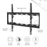 Promounts Flat Low Profile TV Wall Mount Bracket for 42-80" TVs up to 100 lbs, VESA up to 600x400 with Bubble Level (FF64), Black