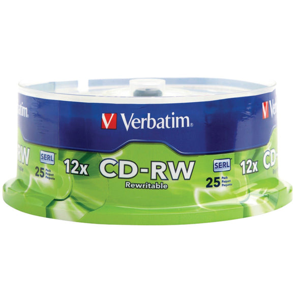 Verbatim CD-RW 700MB 2X-12X Rewritable Media Disc - 25 Pack Spindle