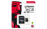 Kingston SDCS/16GBCR microSDHC Class 10 Flash Memory Card