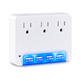 CyberPower P3WUN Blue Night Light Power Wall Tap, 3 Outlets, 4 USB Charge Ports, Automatic Night Light