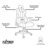 NITRO CONCEPTS S300 Gaming Chair - Stealth Black - Office Chair - Ergonomic - Cloth Cover - Up to 135kg Users - 90° to 135° Reclinable - Adjustable Height & Armrests