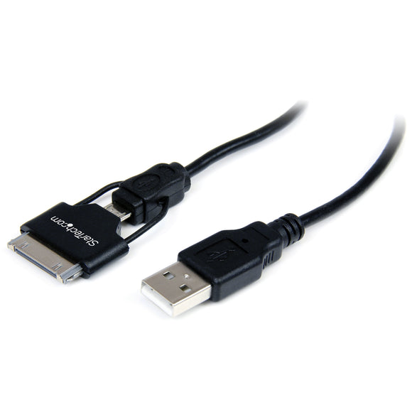 Startech.Com USB2UBADC1M Apple Dock Connector Or Micro USB to USB Combo Cable for iPod/iPhone/Ipad (0.65M)