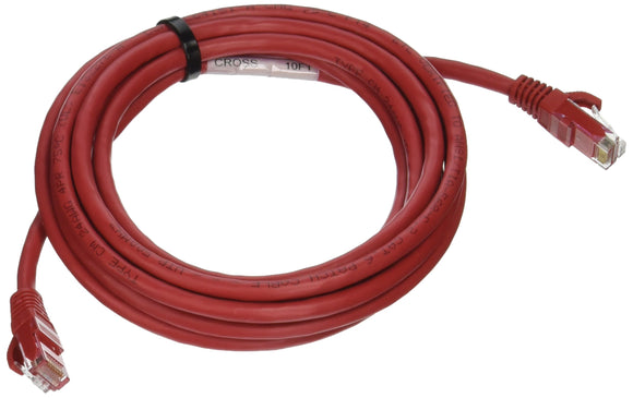 C2G 27863 Cat6 Crossover Cable - Snagless Unshielded Network Patch Cable, Red (10 Feet, 3.04 Meters)