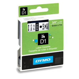 DYMO Labeling Tape, D1, Split Back, Adhesive, Easy Peel, 1/2"x23', Black on White