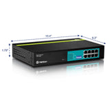 TRENDnet 8-Port 10/100Mbps GREENnet PoE+ Switch, TPE-T80