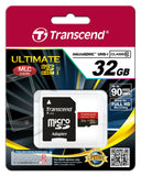 Transcend 32 GB MicroSDHC Class 10 UHS-I Memory Card with Adapter 90 MB/S, TS32GUSDHC10U1