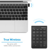 Macally 2.4G Wireless Numeric Keypad Keyboard for Laptop, Apple Mac iMac MacBook Pro/Air, Windows PC, or Desktop Computer with USB Receiver 22 Key Slim Number Pad Numerical Numpad - Black