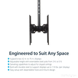 Ceiling TV Mount - Back-to-Back - Dual Screen Mount - for 32" to 75" Displays - 3.5' to 5' Pole - Full Motion - Steel