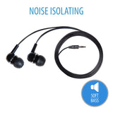 V7 HA100-2NP Noise Isolating Stereo Earbuds, Black