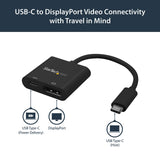 STARTECH USB C to DisplayPort Adapter, with Power Delivery (USB PD), Power Pass Through Charging, 4K 60Hz, USB-C to DisplayPort