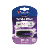 Verbatim 16GB Store 'n' Go V3 USB 3.0 Flash Drive, Black/Violet 49180