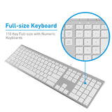 Macally Ultra-Slim USB Wired Computer Keyboard for Apple MacBook Pro, Air, iMac, Mac Mini, Windows PC Laptops/Desktops and Notebooks, Plug and Play, Silver