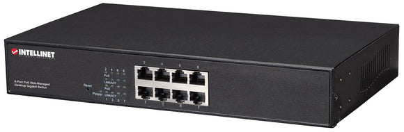 Manhattan Intellinet 8 Ports PoE Web-Managed Desktop Gigabit Ethernet Switch (560542)