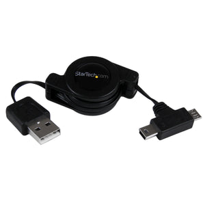 StarTech.com USBRETAUBMB 2.5-Feet Retractable USB to Micro USB and Mini USB Cable