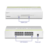 TRENDnet 16-Port Gigabit GREENnet Switch, Polycarbonate, QoS, 32 Gbps Switching Fabric, Fanless, Plug & Play, Half & Full Duplex, TEG-S16D