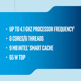 Intel Core i5-9400 Desktop Processor 6 Cores up to 4.1 GHz Turbo LGA1151 300 Series 65W Processors 984507