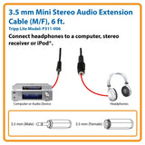 3.5mm Mini Stereo Audio Extension Cable for Microphones, Speakers and Headphones (P311-025)