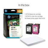 Hewlett Packard Z2H77AN#140 HP 64 Black/Tri-Color Photo Value Pack-40 Sht/4 X 6 in (Z2H77AN) Ink