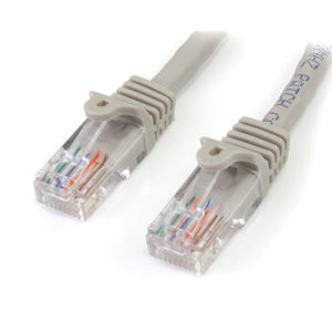 StarTech.com Cat5e Ethernet Cable - 3 ft - Gray- Patch Cable - Snagless Cat5e Cable - Short Network Cable - Ethernet Cord - Cat 5e Cable - 3ft (45PATCH3GR)