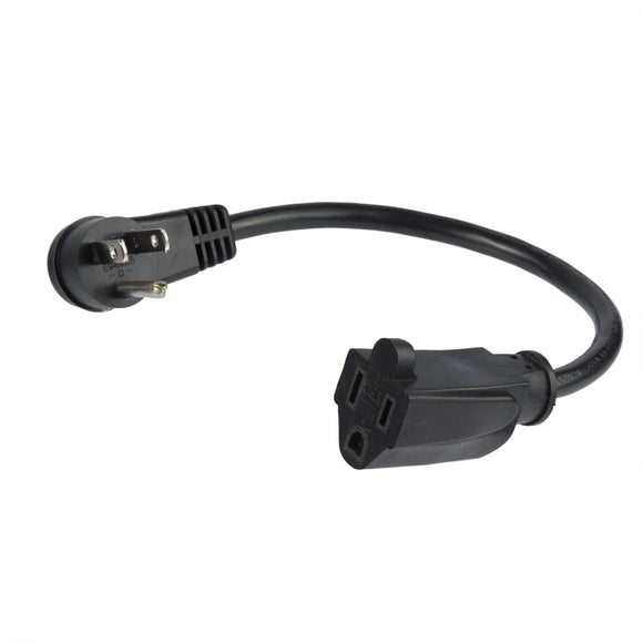 StarTech.com 1 ft Flat Extension Cord - NEMA 5-15R to NEMA Right-Angle 5-15P Power Cable - Low Profile Extension Cord - Right Angle Power Cord (PAC101R1)