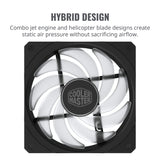 Cooler Master MasterFan SF120R ARGB 120mm Square Frame Fan w/ 8 Independently-Controlled Addressable RGB LEDs, Hybrid Blade Design, Cable Management and PWM Control Fan