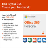 Microsoft Office 365 Personal 1 Year | PC or Mac Key Card (Packaging May Vary)