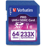 Verbatim 64GB SDXC Flash Memory Card, Black 97466