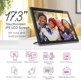 Aluratek 17.3" WiFi Digital Photo Frame with Touchscreen IPS LCD Display & 16GB Built-in Memory, Photo/Music/Video (AWS17F)