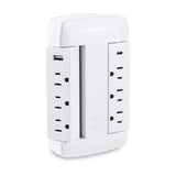 CyberPower CSP600WSURC5 Professional Surge Protector, 900J/125V, 6 Swivel Outlets, 1 USB-C Charge Port, 1 USB-A Charge Port, White Wall Tap