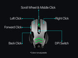 Adesso iMouse X1 Multi Color 6 Button Optical Ergonomic Gaming Mouse with 6 Foot USB Cable Wire and 4 Levels DPI Switch